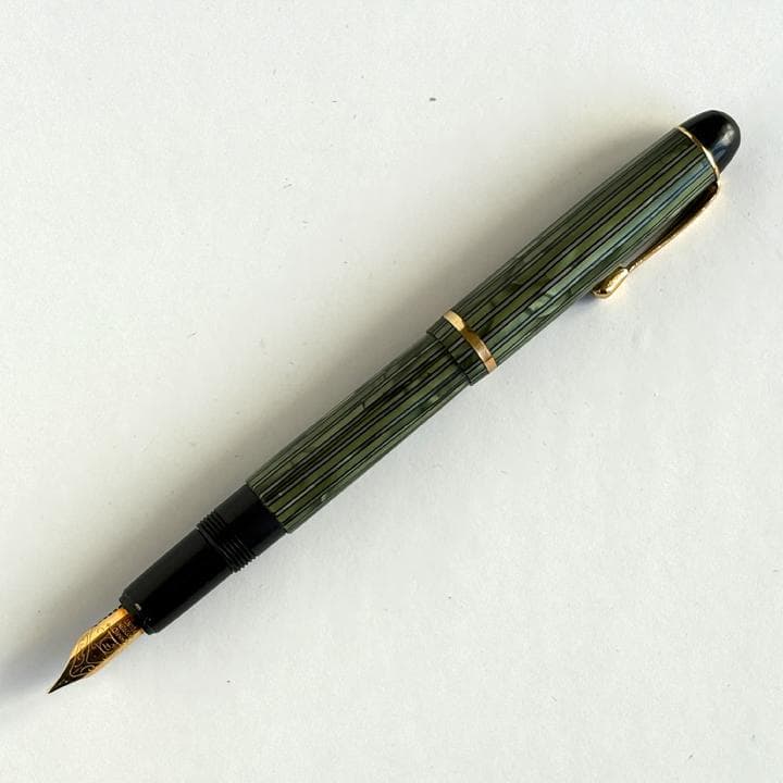 [美品] 加藤製作所 セルロイド 万年筆 FF GNストライプ