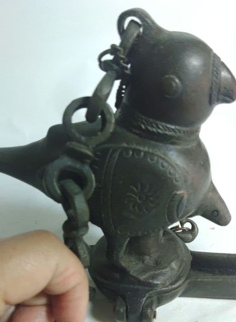 オイルランプ 鳥形 銅製 金属工芸 珍品 アンティーク カ10