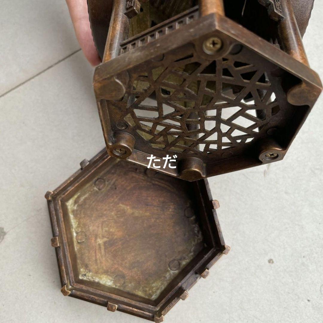 銅器 八角二重涼亭 八角亭薫香炉 香道具 禅意茶道 置物 装飾品