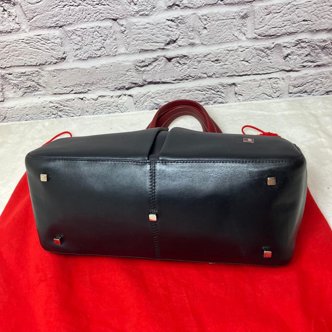 美品✨バリー ハンドバッグ Wポケット Bロゴ レザー 本革 自立型 ブラック