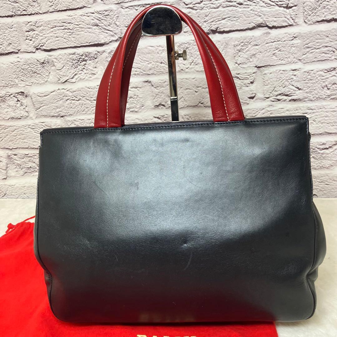 美品✨バリー ハンドバッグ Wポケット Bロゴ レザー 本革 自立型 ブラック