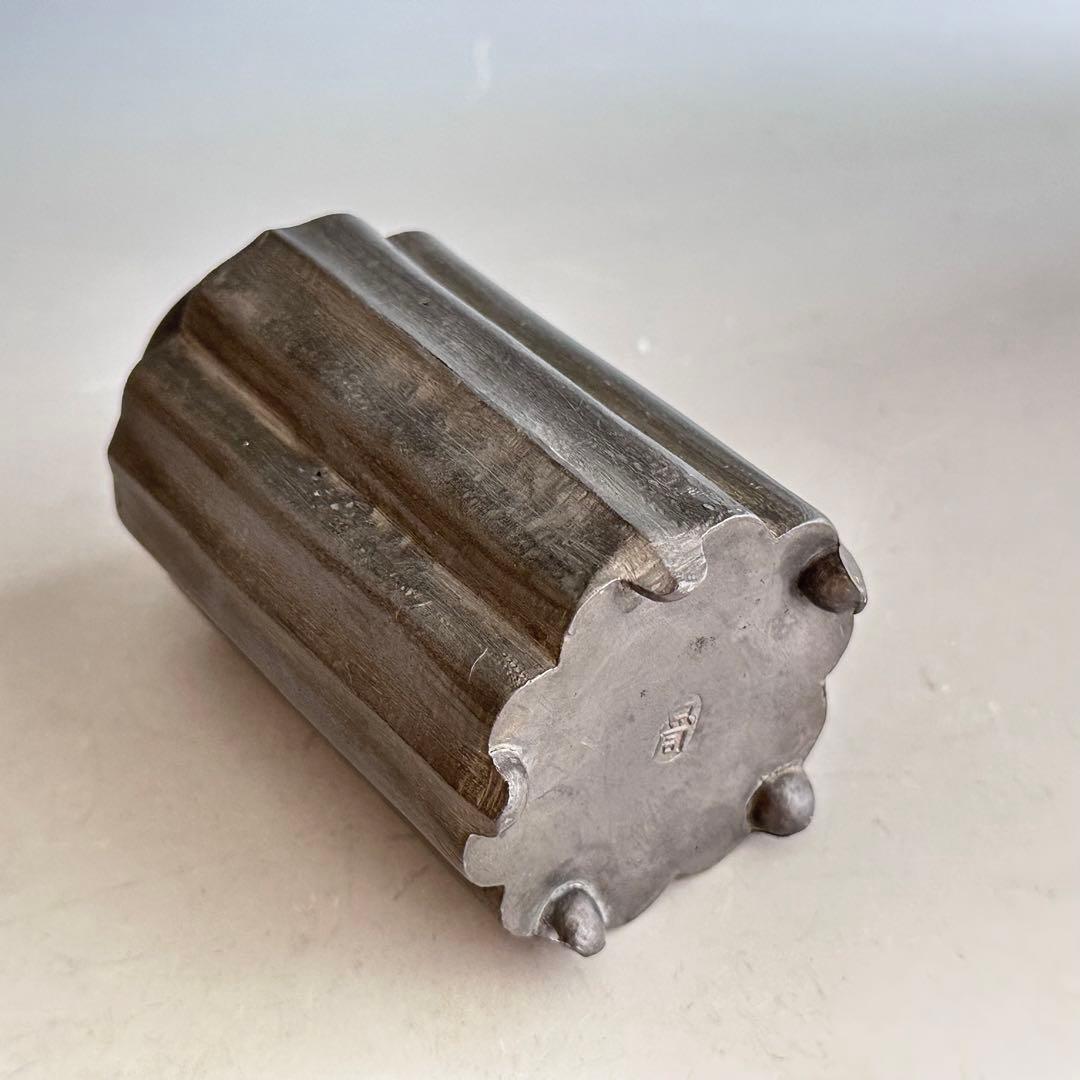 煎茶道具 唐物 点同 古錫 輪花形 茶心壷 茶入 仕服