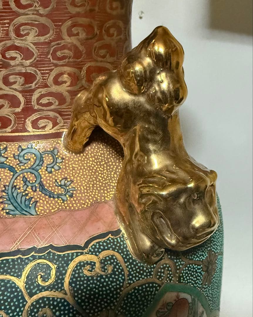 薩摩焼　金襴手花鳥文様　壺　約61cm