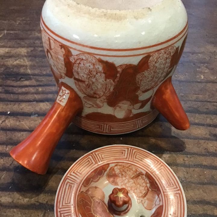 小野窯赤絵唐人画急須江戸時代九谷焼