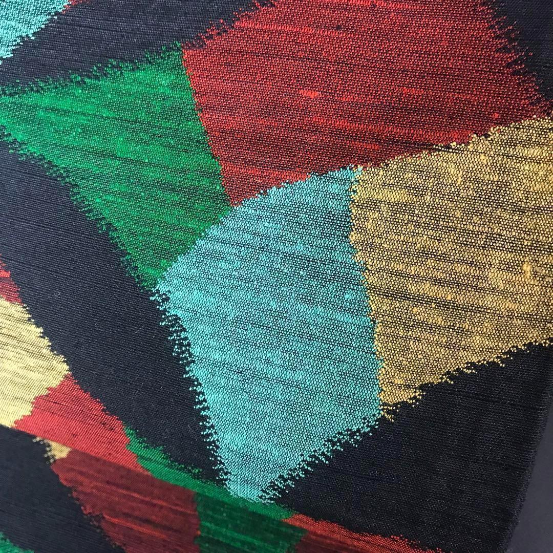 本草木柿渋染 伝統工芸士福本久人 袋帯 六通柄 正絹 花唐草 未使用 イ6371