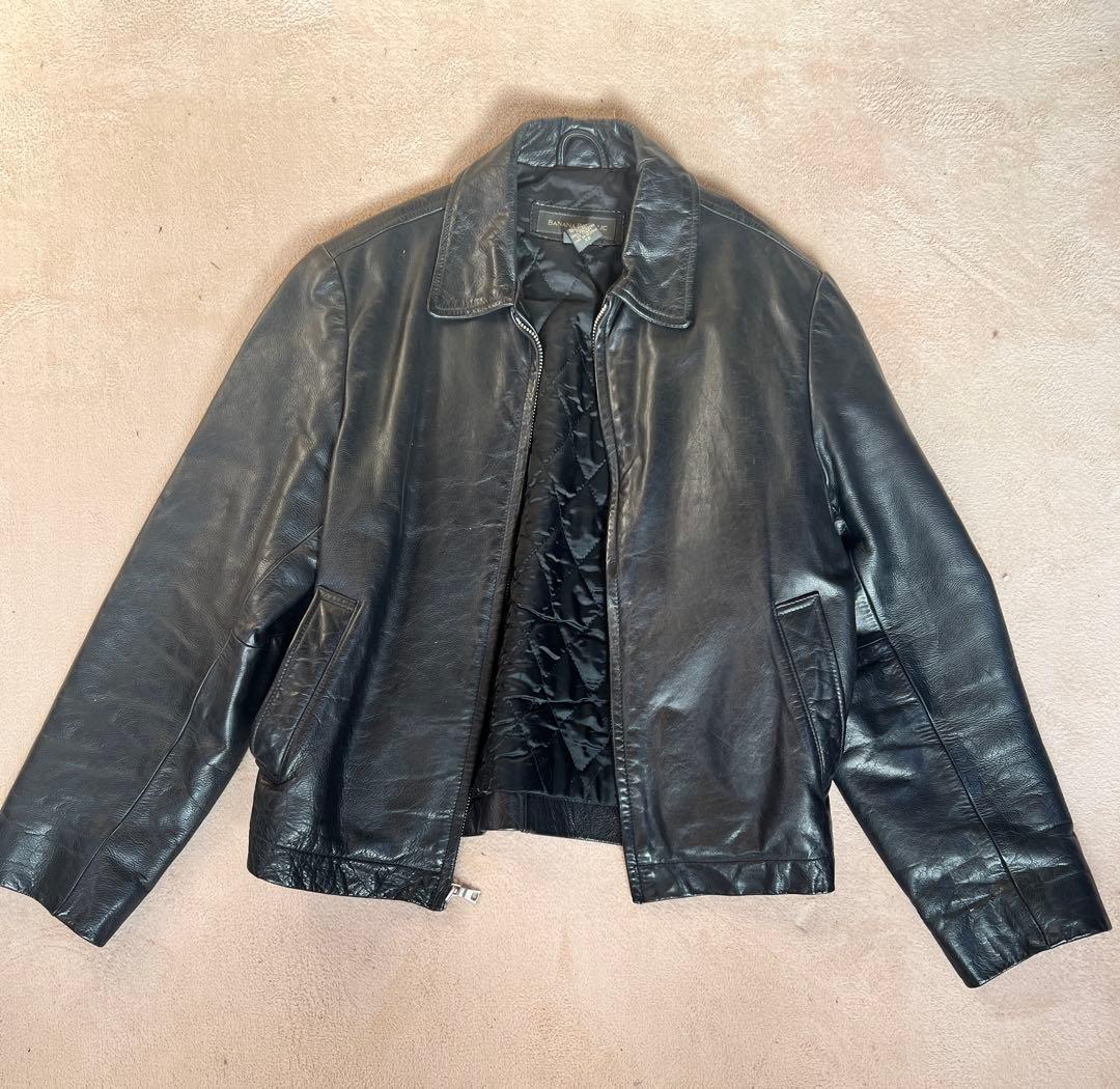90's BANANA REPUBLIC ブラックレザージャケット XS - メルカリ