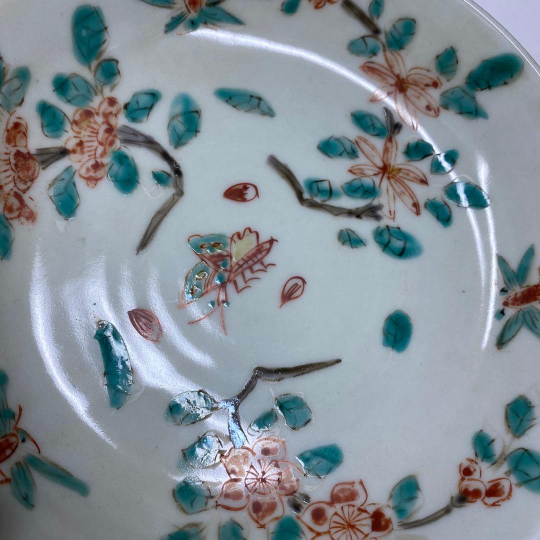 中国明時代　南京赤絵中皿5枚　木箱付　直径15㎝　東Y7-0210☆2Fトヒチサ