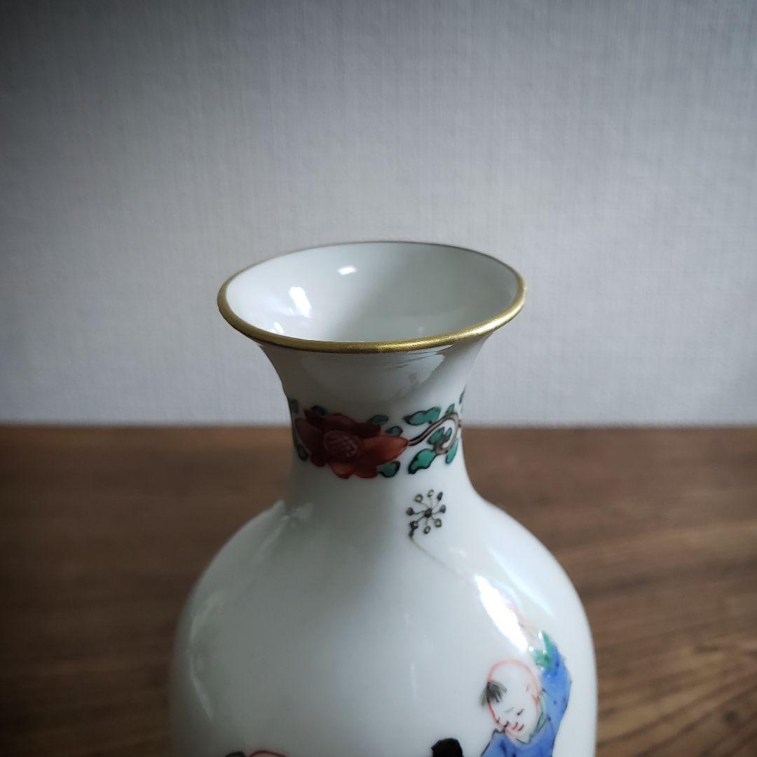 徳利　中国骨董　童　色絵　酒器　花器　一輪挿し　フラワーベース