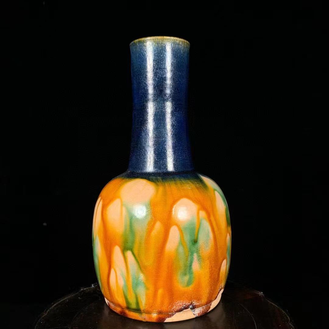 中国古美術・旧蔵の磁器・三彩の紙槌瓶・陶芸・置物・茶道具・書道