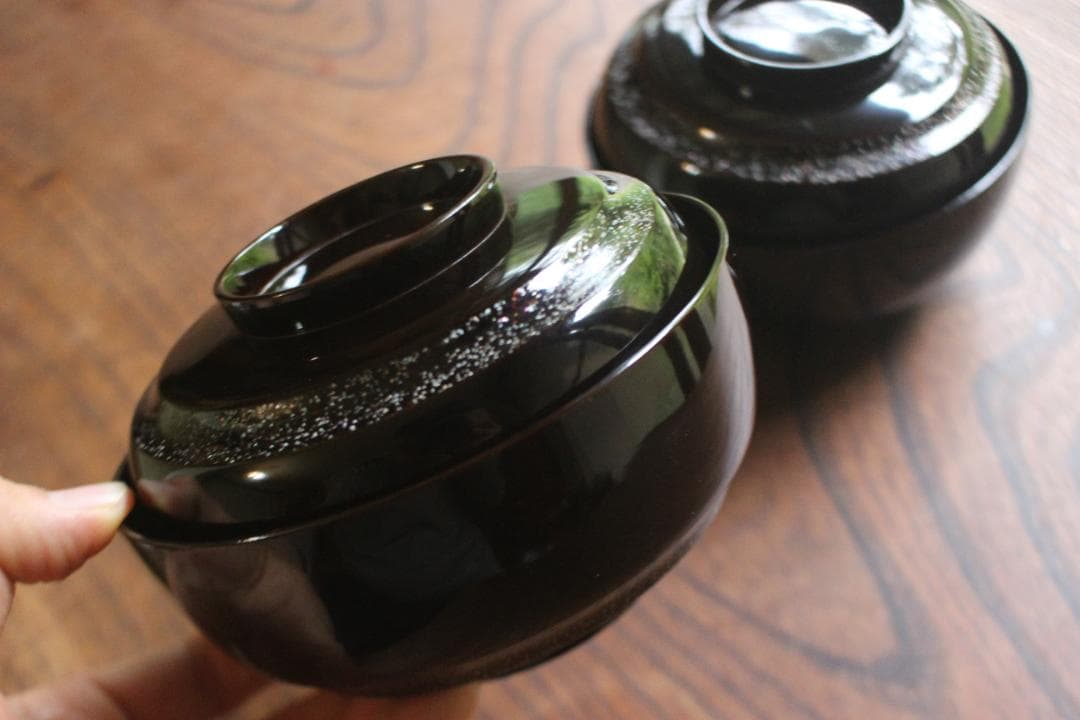 時代逸品！塗分け螺鈿黒漆に風情ある見返小槌蒔絵のお椀2