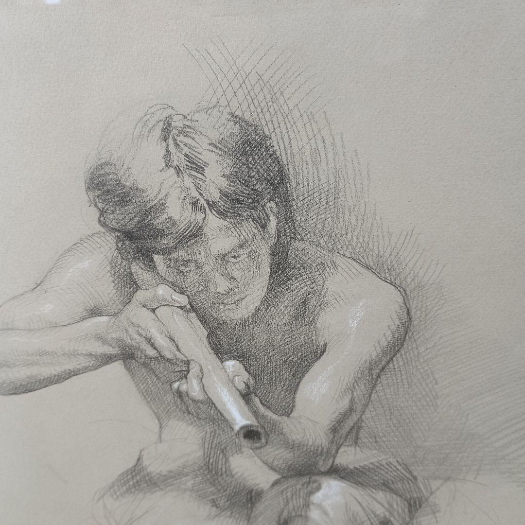 牧野邦夫 素描、真作保証、松坂屋出品作