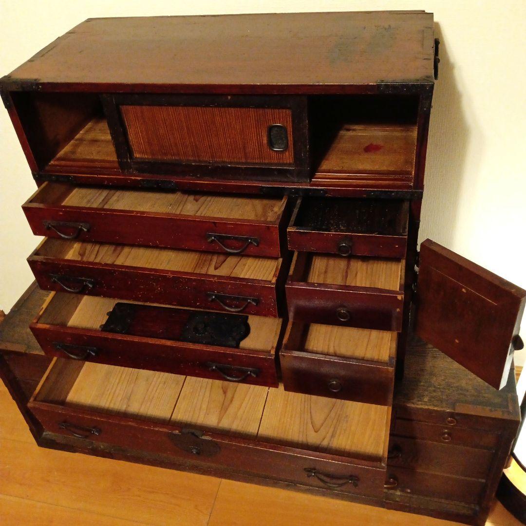 美しい棒箪笥 明治時代製 アンティーク キャビネット 和箪笥 船箪笥 水屋