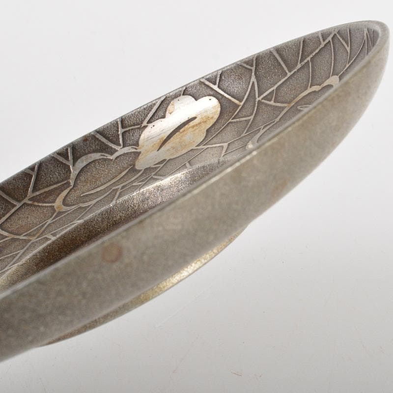 本錫　継山造　花文　茶壷　茶こぼし　茶托五客　合計約1027g　D　R6699