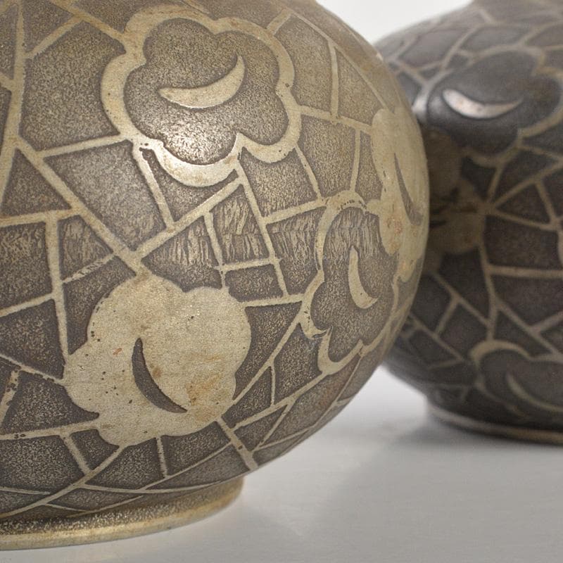 本錫　継山造　花文　茶壷　茶こぼし　茶托五客　合計約1027g　D　R6699