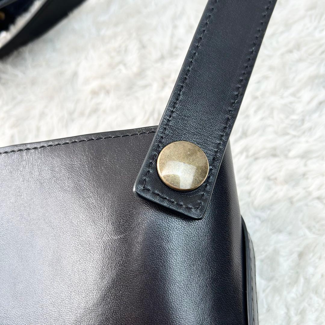 マザーハウス アンティーク ソラ ブラック 本革 ショルダーバッグ 2way