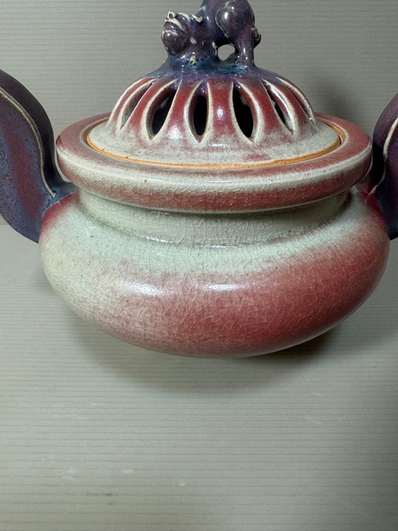 2183 香春焼 辰砂 獅子香炉