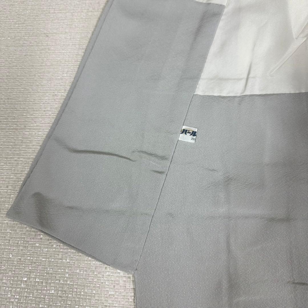 付下げ 袷 正絹 薄雲鼠色・薄黄色 暈し 貝桶・檜扇