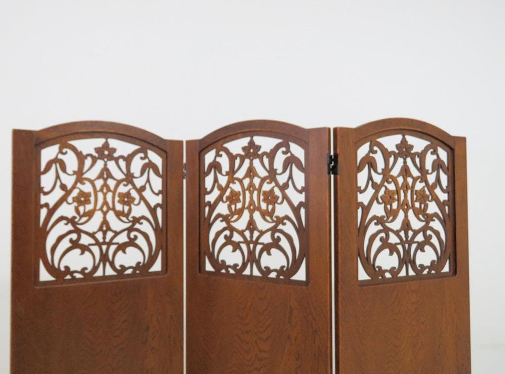 三越 ブルージュ□透かし挽きスクリーン□3連□パーテーション 衝立