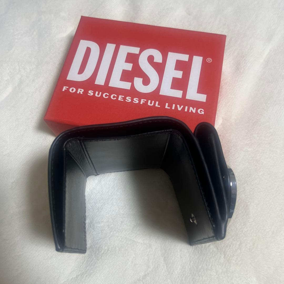 DIESEL 黒 レザー 三つ折り財布