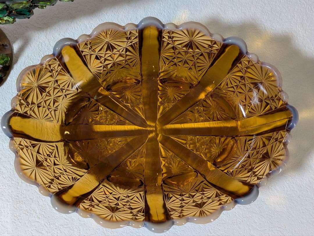 フェントン バージニアガラス 琥珀色ボウル デイジー＆ボタン - メルカリ