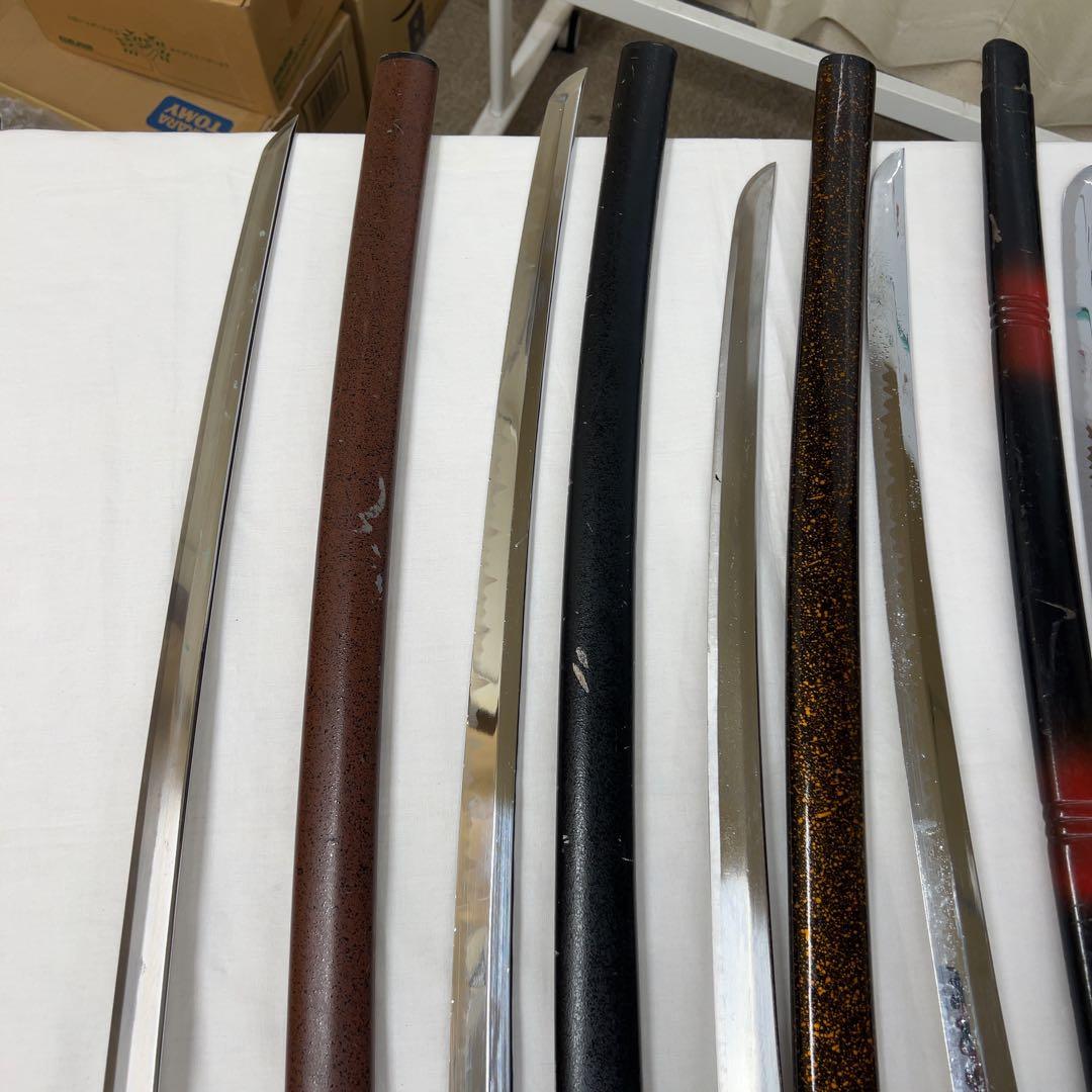 【傷あり】模造刀 10本 まとめ 透かし鍔 太刀 鍔太刀 脇差 白鞘 昇龍 彫り