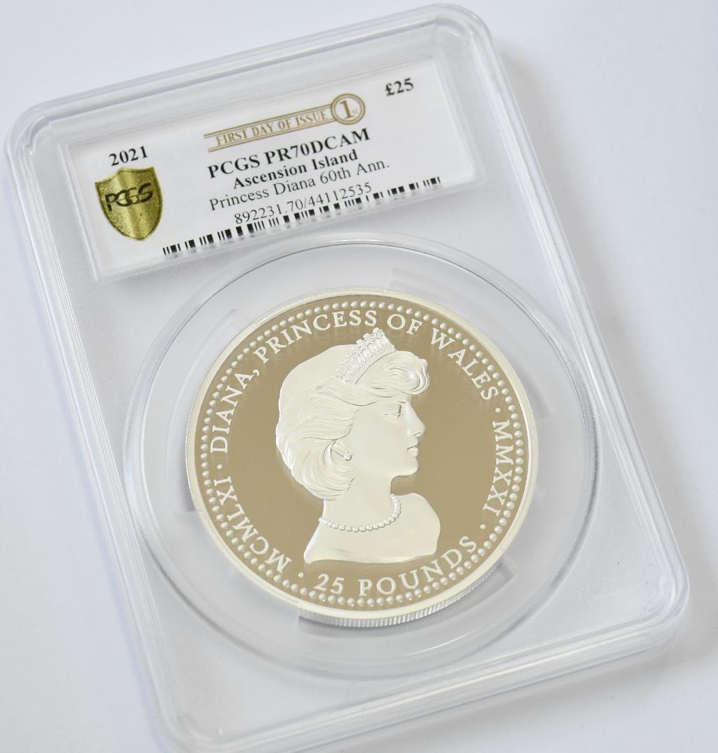 2021 アセンション島5オンス銀貨ダイアナ妃PCGS PR70DCAM FDI