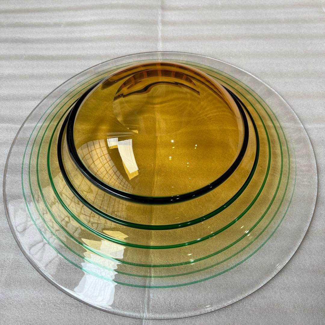 東洋佐々木ガラス 翠螺旋 水盤 直径35cm 美術品・アンティーク