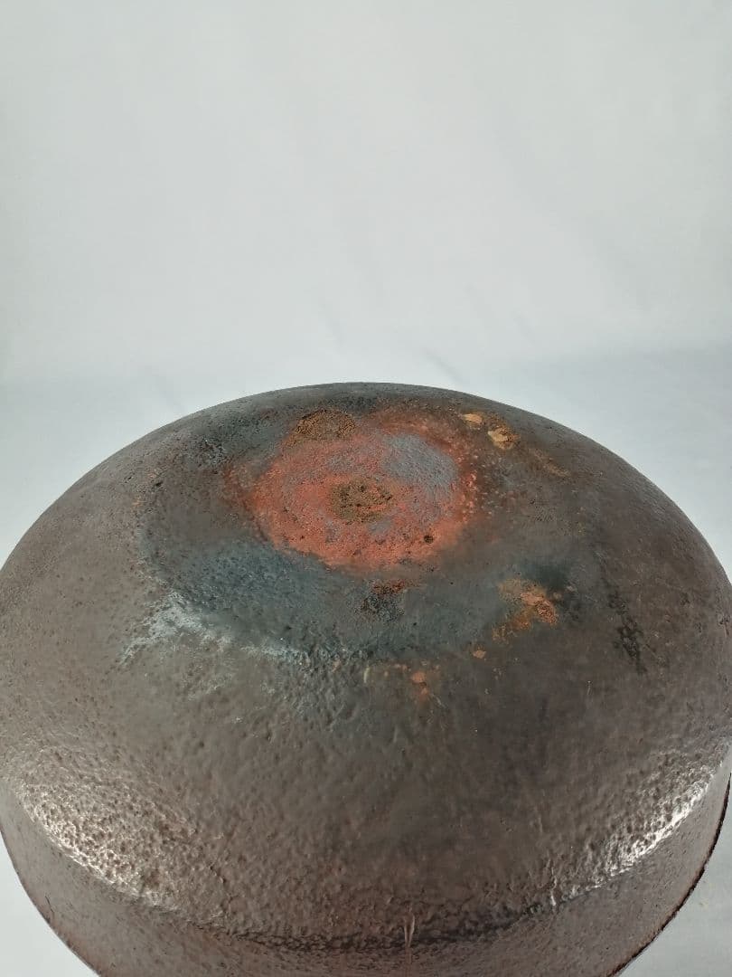 茶事具】釜師聲鉄 織部筋釜 茶釜 釜386