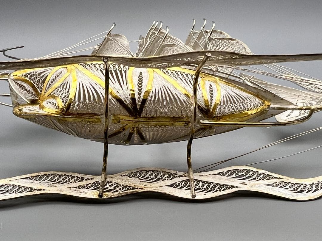 925刻印 銀製 シルバー 銀細工 船 ガラスケース ヨット重量約81g