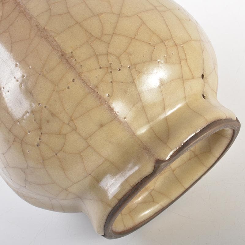 中国 哥窯 金絲鉄線 氷裂文 双耳瓶 C 7365E