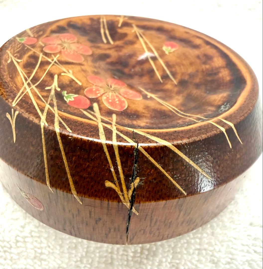 訳あり］茶道具 棗 竹 雪吹 松竹梅蒔絵 山本翠松作【匿名配送】