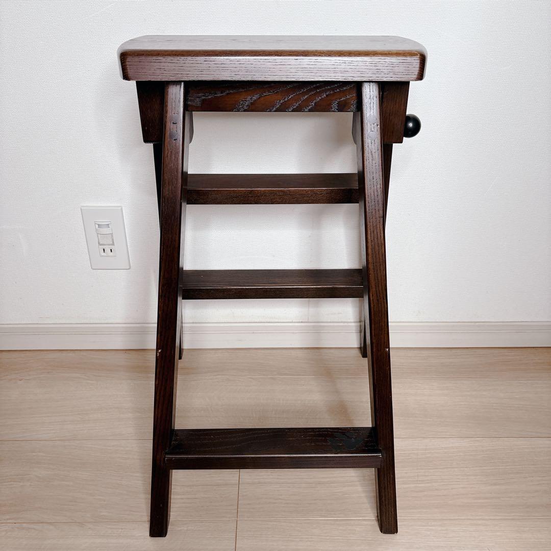 ステップスツール　腰掛けスツールと脚立の2wayスツール　天然木