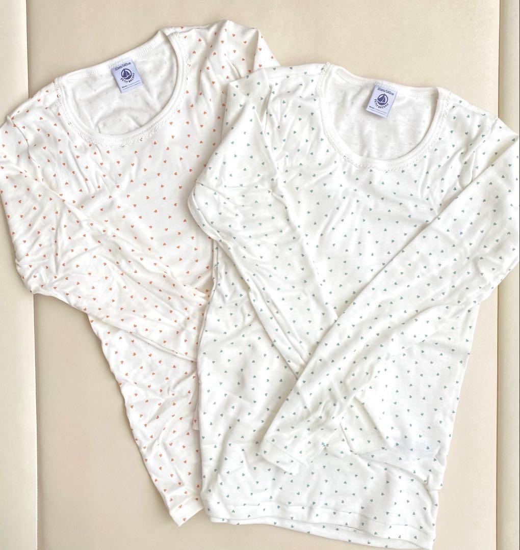 新品未使用】プチバトー 肌着 長袖Tシャツ2枚組 ハート 10ans - メルカリ
