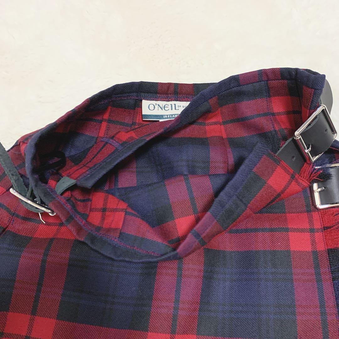 美品 O'NEIL OF DUBLIN タイトラップスカート 赤チェック ウール