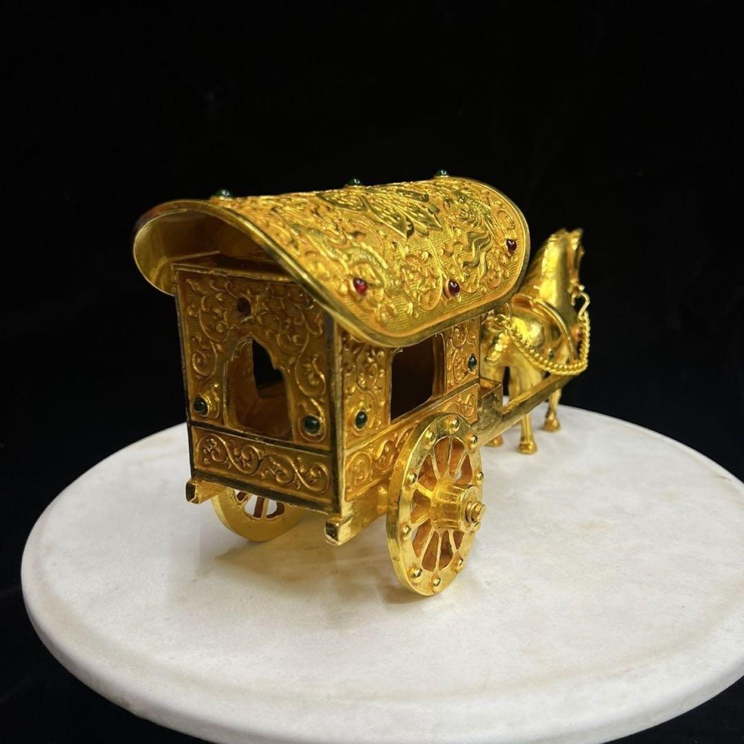中国美術品 極細工 塗金宝石嵌黄金馬車 骨董 珍蔵品 - メルカリ