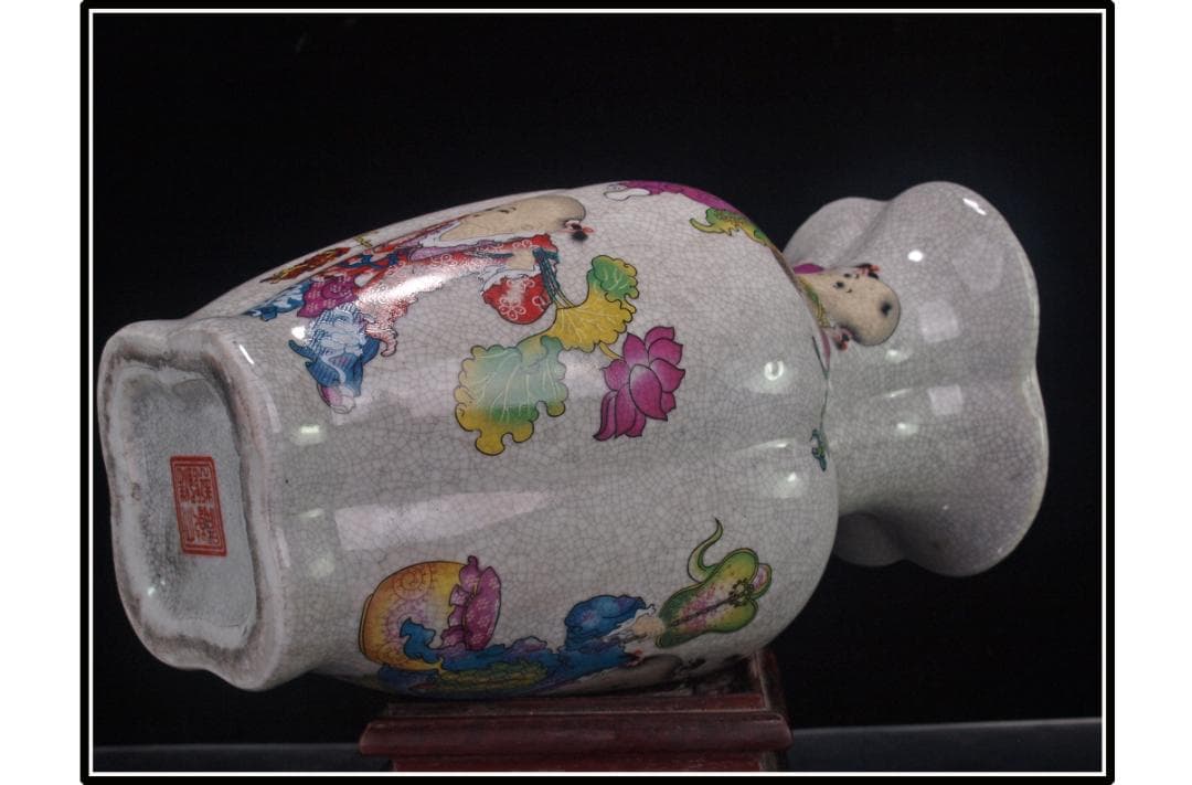 中国 清時代　在銘手描き花瓶 美術品骨董品 DE1035B14-4