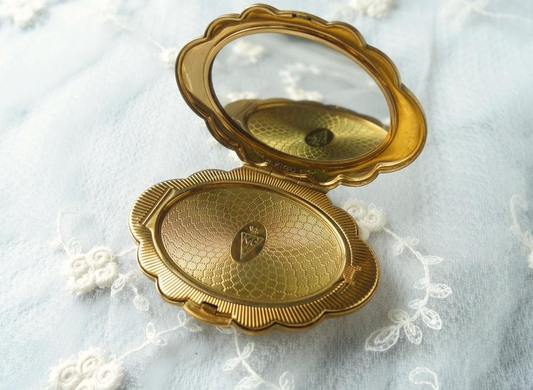 1950 KIGU 英国ヴィンテージ すみれの描かれたコンパクトミラー