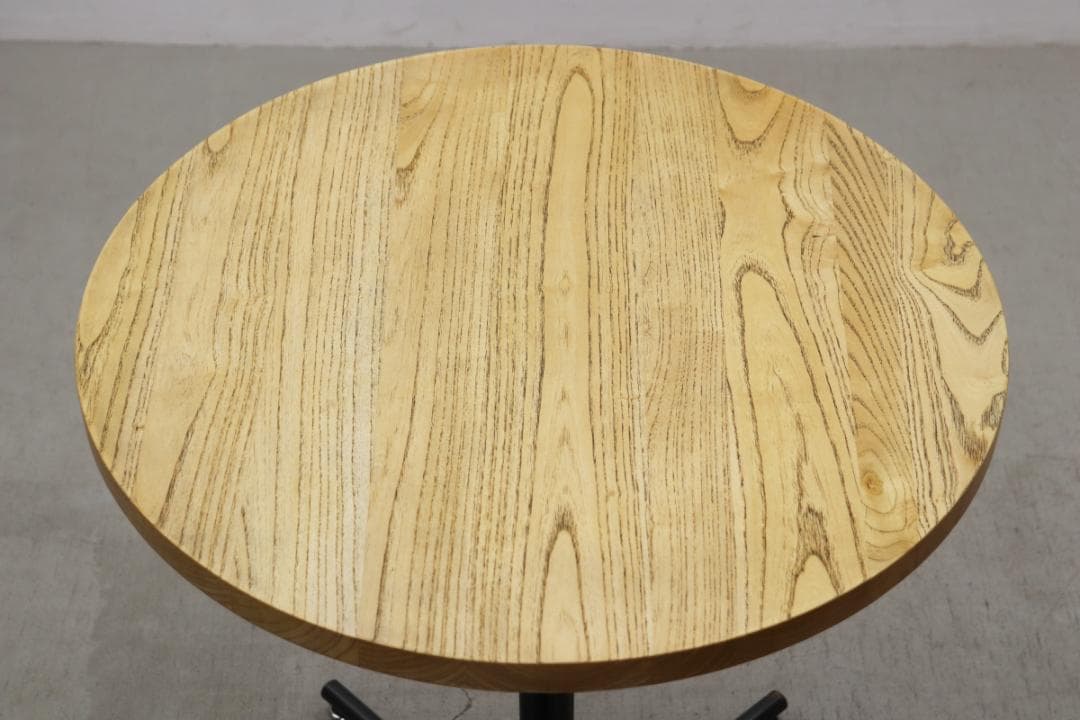 クラッシュゲート バインド タモ無垢材 ラウンド カフェテーブル アイアン