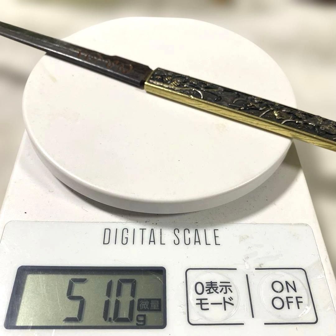 B-42 小柄『合戦ノ図』　金象嵌 武具 刀装具 日本刀 美術品　工芸品　時代物