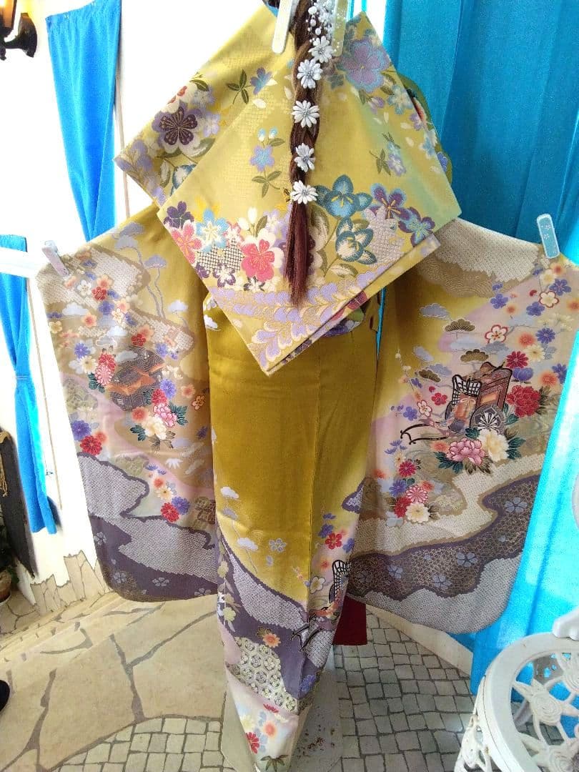 振袖フルセット、正絹振袖成人式、半襟重ね衿帯揚げ帯締め、西陣袋帯