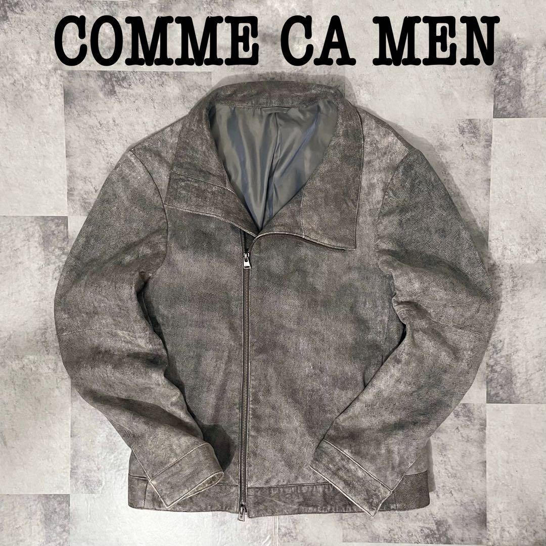 COMME CA MEN レザー ブルゾン ジャケット デニム デザイン 羊革-新作