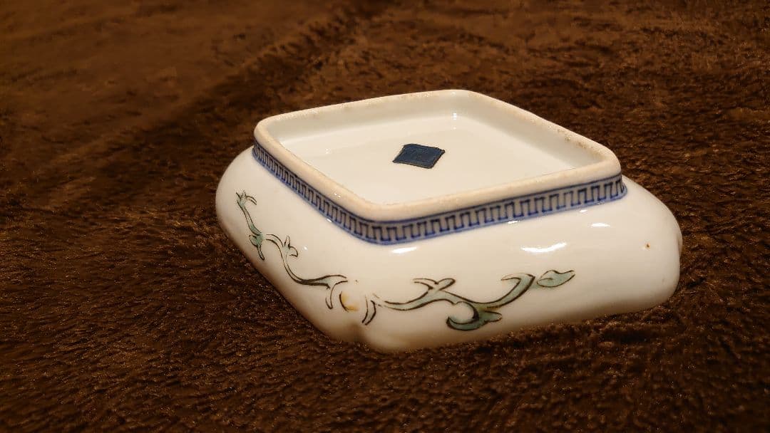 古九谷　九谷焼　菱形皿　蔵出し　鳥の図　１客