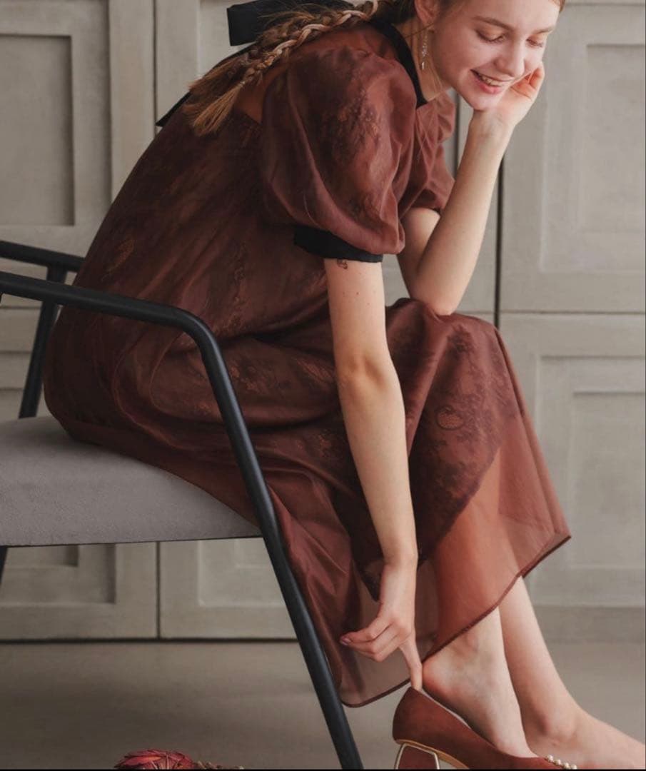 ク★新品★ドリードール　Aラインシアードレス　ブラウン　M