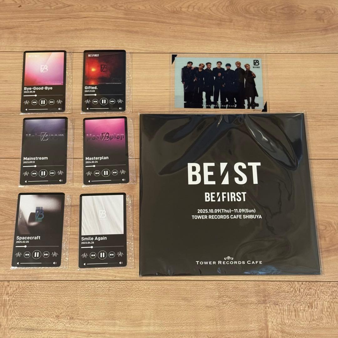 BE:FIRSTタワレコカフェ入場特典、カード全種、レコード盤チョコレート