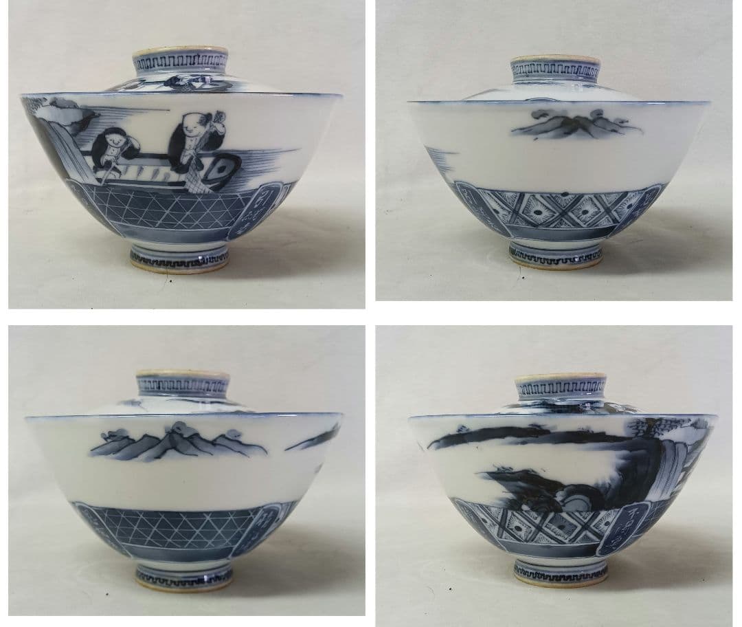 寉峰 蓋付飯椀 5客 茶碗蒸し器 7客 小丼 骨董品