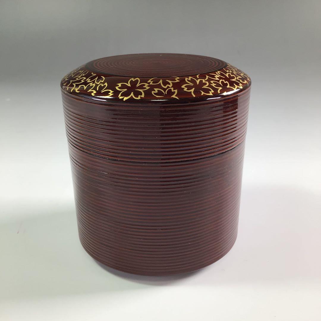 Ｐ９５５　棗　『清山作』『溜塗』『桜蒔絵』『雪吹棗』　共箱　茶道具