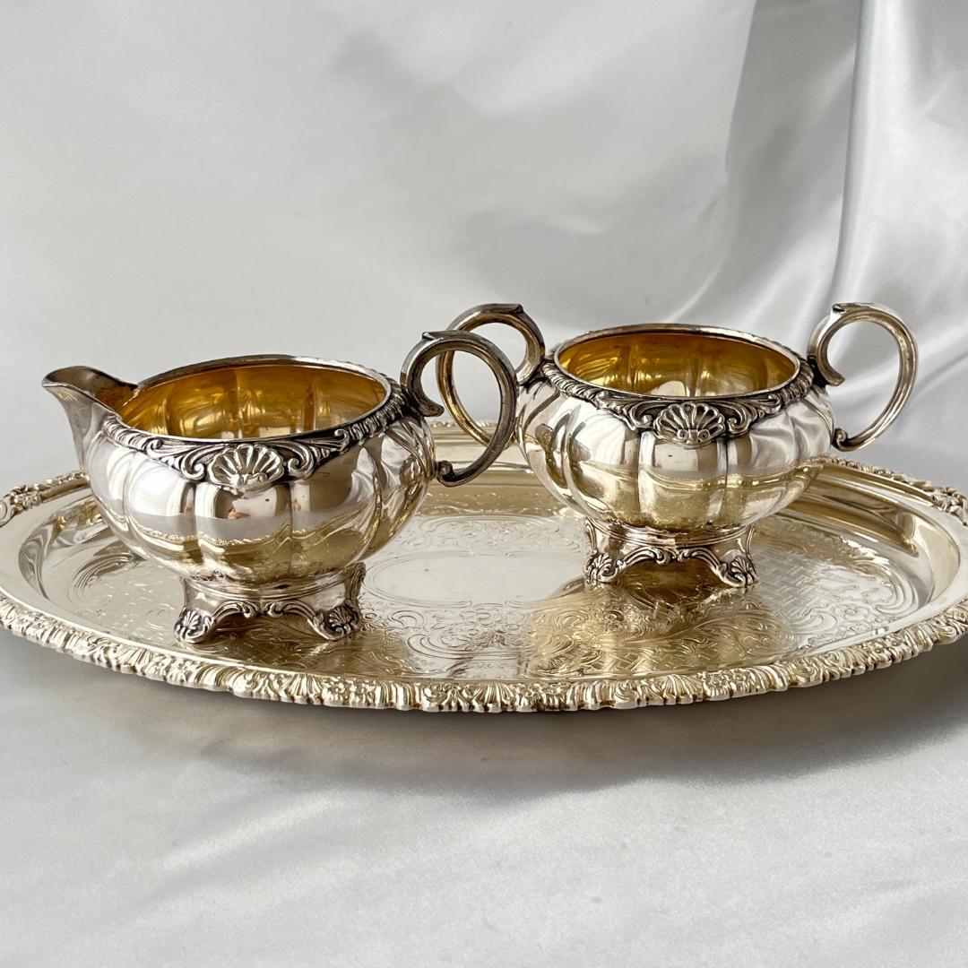 【Old English】メロンフォルムのミルクジャグ / シュガーボウル