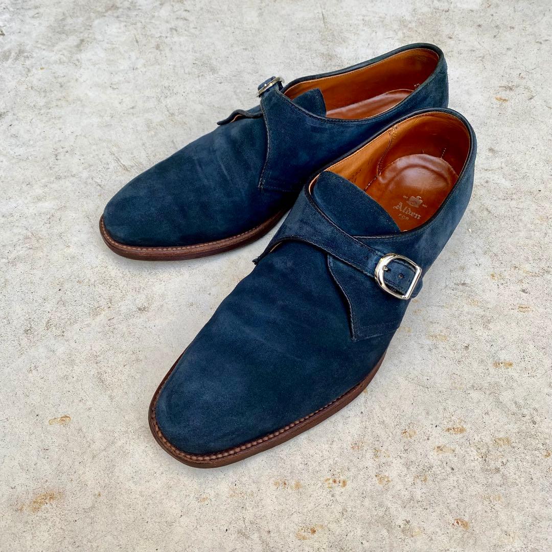 Alden17031F★サイズ9D★スエード★ネイビー★モンクストラップ