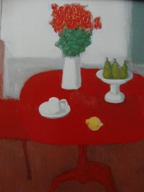 柴田賢治郎、【赤いテーブルの静物】、希少な額装用画集より