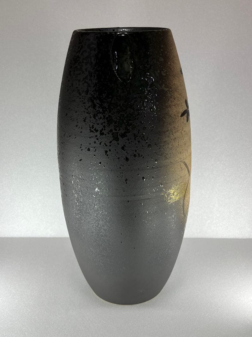 【信楽焼】金彩花絵長花入